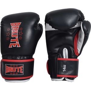 Brute Thai PU Kick Bokshandschoenen, Kickboks handschoenen 12oz, Polyurethaan Kunstleer, Zwart, Ideale Bokshandschoenen, Beginnende & Ervaren Thai PU Kickboksers, Verstevigde Duim & Ventilatiegaten, Sparren, Bokszak Training, Bokspads, Unisex