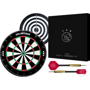 Ajax Flocked Dartbord - Dubbelzijdig - Dartbord met 6 dartpijlen - Dart Flights - Dart Shafts - Darts - Cadeau