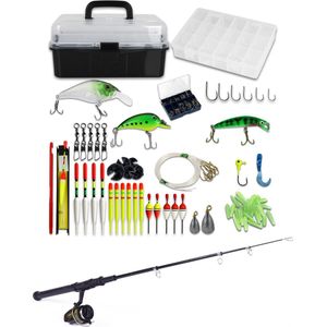 XQMax Vishengel Set - 260-delige Viskoffer met Telescopische Hengel - Tacklebox - Visspullen - Kunstaas - Hengelsport - Uitschuifbare Werphengel - Voor Jong & Oud