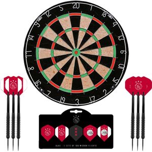 Ajax Dartbord - Dartbord met 6 dartpijlen - Multipack 5 Sets Dart Flights - Dart Shafts - Darts - Cadeau