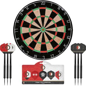 Feyenoord Dartbord - Dartbord met 6 dartpijlen - Multipack 5 Sets Dart Flights - Dart Shafts - Darts - Cadeau