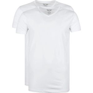 PME Legend Basic T shirt 2 Pack V Hals Wit Heren Slim fit