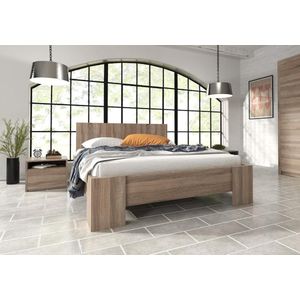 Meubella - Tweepersoonsbed Monaco - Truffel eiken - 160x200 cm