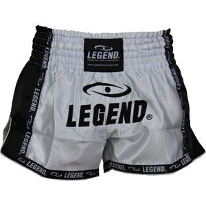 Legend Sports Kickboksshort Unisex Satijn Wit/zwart Maat S