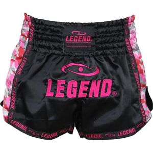 Legend Sports Kickboksshort Camo Dames Satijn Zwart/roze Mt Xs