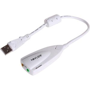 Ninzer Externe USB Geluidskaart Adapter 3.5mm Audio en Mic - Sound card 7.1 - Wit