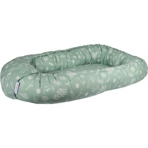 MamaLoes Babynest - 85 x 50 cm - Wasbaar - Botanical Animals - Stone Green