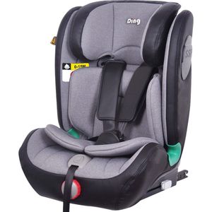 Ding York i-Size Autostoel - Isofix - Grijs & Leer - 9 tot 36 kg - Autostoel groep 1/2/3