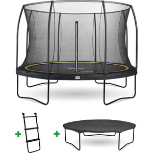 Salta Comfort Edition - ø 366 cm - Ronde trampoline met veiligheidsnet, ladder en afdekhoes - Zwart - Trampoline voor kinderen