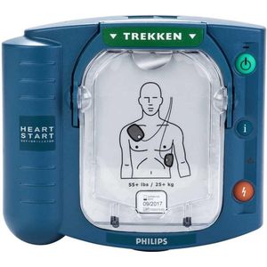 Philips Heartstart HS1 AED + rode tas + ophangbeugel + stickers