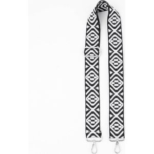 Carla bag strap- Schouderband- Tassenriem- Verstelbaar- Tassenhengsel- Cadeau- Vrouwen- Dames schouderriem-Trendy- Katoen- Polyester- Aztec print- 3.8cm- 135cm- Zwart wit