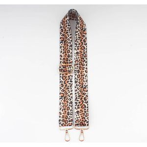 Sabrina bag strap- Tassen riem- Verstelbaar- Trendy- Goudkleurig- Panterprint- Streep- 3,8cm- 135cm- Beige/roest/zwart
