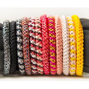 Funky Harties - Glitter haarelastiekjes - Zacht - Sterk elastiek - Verslappen niet - Allergievriendelijk - Handwerk - Weeftechniek - Stijlvol - Gevlochten haarelastiek - Vrouwen- Meisjes - Elastiek lange haar - Elastiek dik haar - Rood