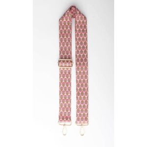 Josiena bag strap- Tassen hengsel- Cadeau voor haar- Boho- -Chic- Goud- Polyester- Geografische print- 5cm- 135cm- Roze/camel/grijs/zand