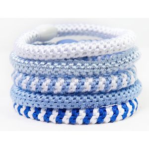 Funky Harties- Glitter elastiekjes- 2-1 haarelastiek en armband- Armbanden- Vrouwen- Dames- Meisjes- Sterk elastiek- Verslappen niet- Cadeau- Allergievriendelijk- Handwerk- Gevlochten haarelastiek- Girls- Elastiek voor lange haar- licht blauw