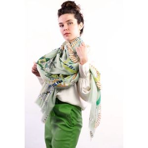 Isy scarf- Accessories Junkie Amsterdam- Shawl-Dames - Cosy chic- Groen- Goud glitter