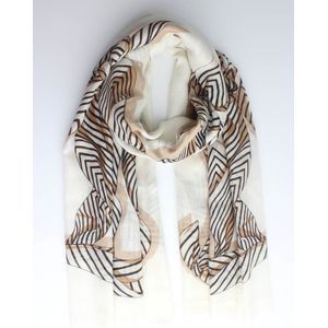 Fary scarf- Accessories Junkie Amsterdam- Dames- Lange sjaal- Katoen-Cosy chic-Gestreept print- Nautisch- Wit zwart beige