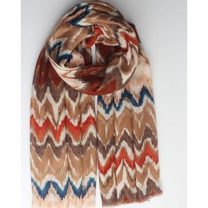 Fioh scarf- Accessories Junkie Amsterdam- Dames- Herfst winter- Lange sjaal- Katoen-Cosy chic-Fantasie print- Taupe