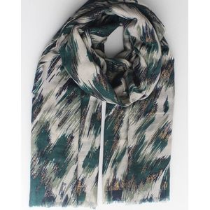 Fiona scarf- Accessories Junkie Amsterdam- Dames sjaal- Herfst winter- Katoenen sjaal- Dierenprint- Beige groen kaki met gouden glitters