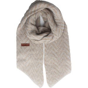 Lilian scarf- Accessories Junkie Amsterdam- Winter- Gebreid- Lange sjaal- Visgraat met Goud lurex- Taupe