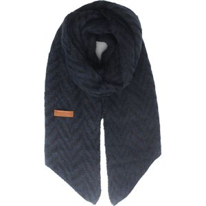 Lilian scarf- Wintersjaal- Gebreid- Omslagdoek- Visgraat print- Zwart lurex- Stola- glitter- Blauw