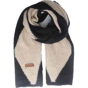 Marianna scarf- Accessories Junkie Amsterdam- Dames- Herfst winter- Wollen sjaal- Jacquard gebreid patroon- Zwart ecru