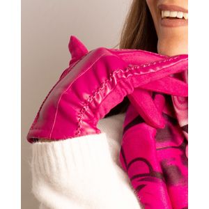 Elvine handschoenen- Accessories Junkie Amsterdam- dames handschoenen- Herfst winter- Imitatieleer- Cosy chic- Fuchsia