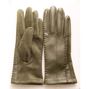 Elvine handschoenen- Accessories Junkie Amsterdam- dames handschoenen- Herfst winter- Imitatieleer- Cosy chic-Kaki