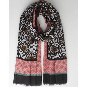 Steffi scarf- Accessories Junkie Amsterdam- Dames sjaal- Katoen- Bloemenprint- Cosy chic- Roze
