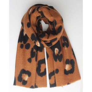 Leila scarf- Accessories Junkie Amsterdam- Dames sjaal- Dierenprint- Panter print- Herfst/winter- Katoenen sjaal- Rechthoek- Camel