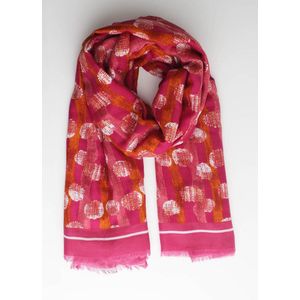 Isy scarf- Accessories Junkie Amsterdam- Dames- Lange sjaal- Katoen- Cosy chic- Goud glitter- Stippen Print- Roze