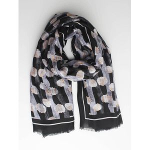 Isy scarf- Accessories Junkie Amsterdam- Dames- Lange sjaal- Katoen- Cosy chic- Goud glitter- Stippen Print- Zwart