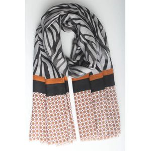 Henna scarf- Accessories Junkie Amsterdam- Dames sjaal- Herfst winter- Katoen- Grafische print- Cosy chic- Zwart