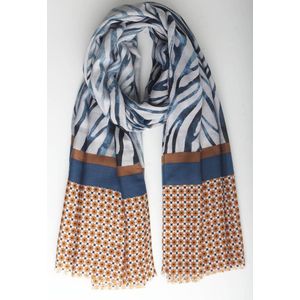 Henna scarf- Accessories Junkie Amsterdam- Dames sjaal- Herfst winter- Katoen- Grafische print- Cosy chic- Blauw