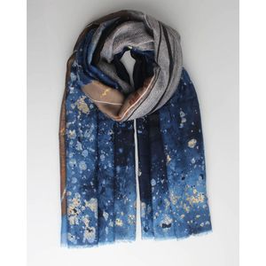 Adele scarf- Accessories Junkie Amsterdam- Dames- Katoenen sjaal- Grafische print- Glitter- Cosy chic- Blauw