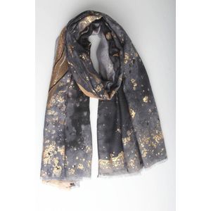 Adele scarf- Accessories Junkie AmAdele scarf- Accessories Junkie Amsterdam- Dames- Katoenen sjaal- Grafische print- Glitter- Cosy chic- Zwart grijs- Goud glitter