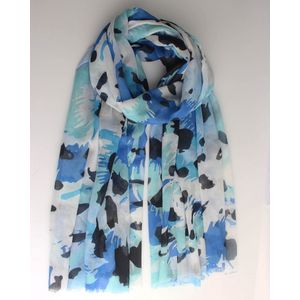 Cody scarf- Accessories Junkie Amsterdam- Dames- Lange sjaal- Rechthoek- lente zomer- Katoen- Fantasie print- Blauw