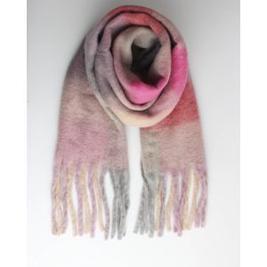 Sabrina scarf- Accessories Junkie Amsterdam- Geweven- Geblokt- Dames- Viscose sjaal- Lang- Winter- Multi kleur- Roze