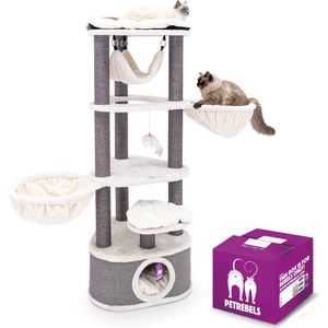Petrebels Catharina 160 krabpaal - Creme - 2 hangmatten - grote katten