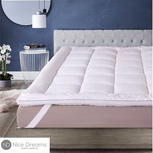 Nice Dreams® Topper 140x200 – Luxe 3D Air Hotel Topmatras – Zachte & Orthopedische Topdekmatras – Wasbaar & Anti-Allergisch – Met Elastische Hoeken – Wit – Tweepersoons