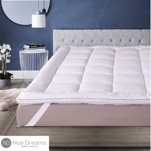 Slaapspeciaal - Nice Dreams Series - Topper - 3D Air Hotel Topmatras | 160x200 cm - Zachte Topdekmatras - Antibacteriëel - Orthopedisch - Wit - Wasbaar Anti Allergisch - Bevestigbaar met Elastieke Hoeken - Tweepersoons