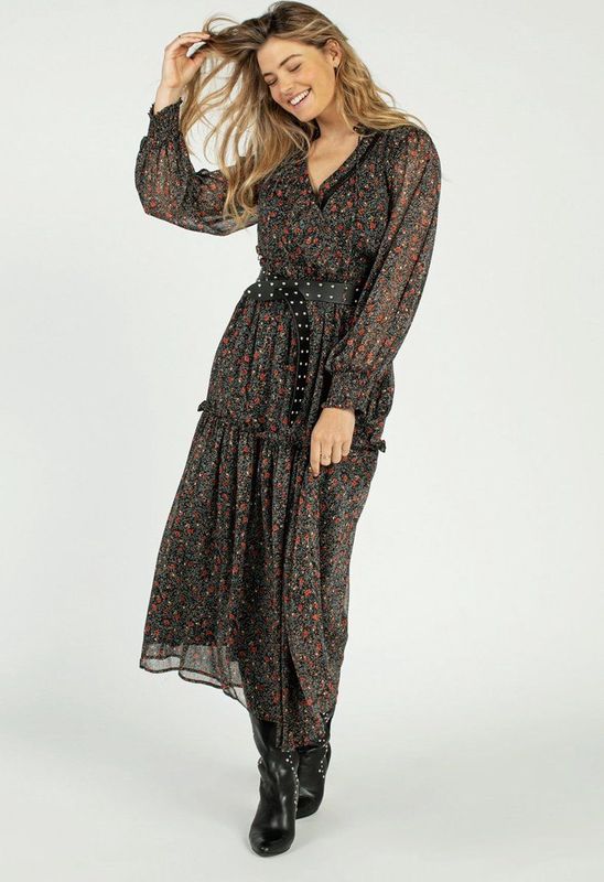 Aaiko - Felma - Cocktailjurk - Zwart - 100% Polyester