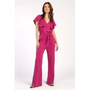 Aaiko - HALINA Jumpsuit - Paars - V-hals - Knoopsluiting - Ruches