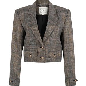 Aaiko, Jassen, Dames, Grijs, XL, Tweed, Chique Tweed Blazer met Glitterdraad
