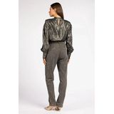 Bobbi - Long Sleeve Top - Dark Grey - 100% Katoen - Metallic Uistraling