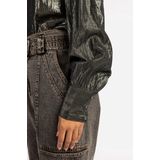 Bobbi - Long Sleeve Top - Dark Grey - 100% Katoen - Metallic Uistraling