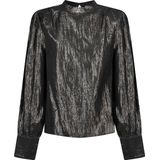 Bobbi - Long Sleeve Top - Dark Grey - 100% Katoen - Metallic Uistraling