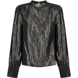 Bobbi - Long Sleeve Top - Dark Grey - 100% Katoen - Metallic Uistraling