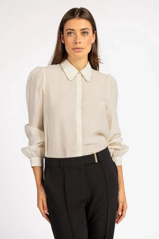 Aaiko - Blouse - Ecru - 70% Tencel en 30% Nylon - Lange Mouwen