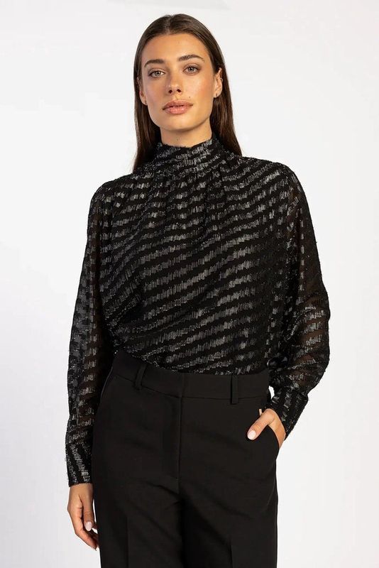 Quinty - Zigzag T-shirt - Zwart - PES